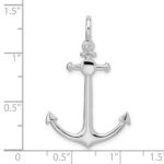 De-Ani Sterling Silver Rhodium-Plated Polished 3D Small Anchor Pendant - Image 3