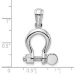De-Ani Sterling Silver Rhodium-Plated Polished 3D Large Shackle Link Pendant - Image 3