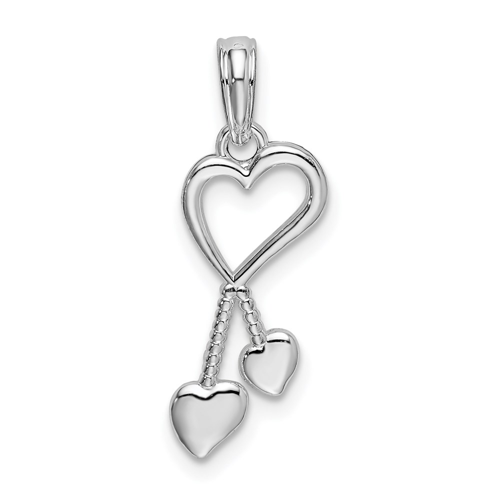 QC10580.jpg De-Ani Sterling Silver Rhodium-Plated Polished Cut-Out Heart with Tassel Pendant - Image 1