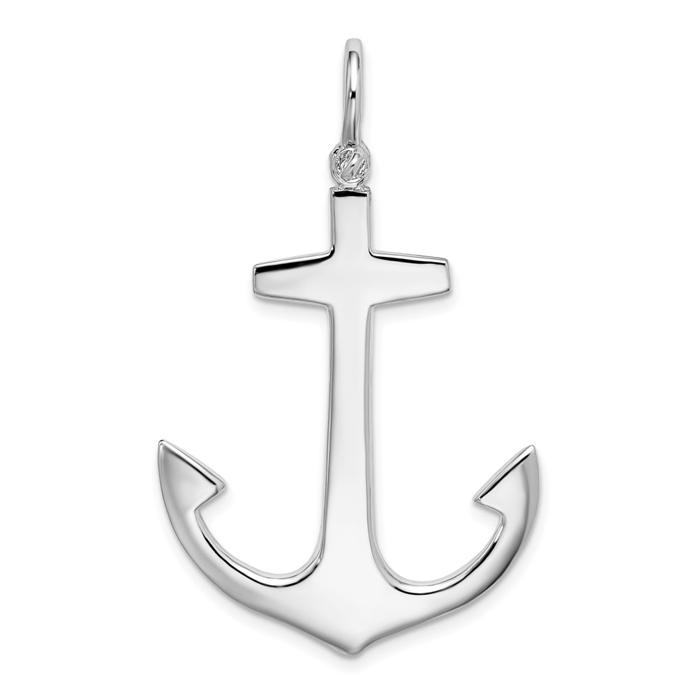 QC10581.jpg De-Ani Sterling Silver Rhodium-Plated Polished 3D Large Anchor Pendant - Image 1