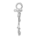 De-Ani Sterling Silver Rhodium-Plated Polished 3D Anchor with Rope Pendant - Image 2
