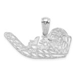 De-Ani Sterling Silver Rhodium-Plated Polished Cut-Out Flat Airboat Pendant - Image 4