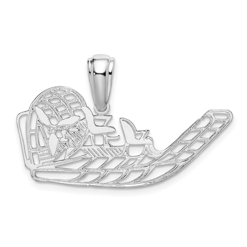 QC10588.jpg De-Ani Sterling Silver Rhodium-Plated Polished Cut-Out Flat Airboat Pendant - Image 1