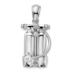 De-Ani Sterling Silver Rhodium-Plated Polished 3D Scuba Tanks with Hose Pendant - Image 3