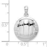 De-Ani Sterling Silver Rhodium-Plated Polished Volleyball Pendant - Image 3
