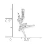 De-Ani Sterling Silver Rhodium-Plated Polished Small Ballerina Pendant - Image 3