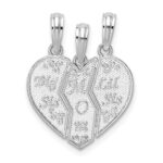 De-Ani Sterling Silver Rhodium-plated Textured Big Sis / Mom / Lil Sis Break Apart Pendant