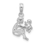 De-Ani Sterling Silver Rhodium-Plated Polished 3D Mother and Baby Pendant - Image 4