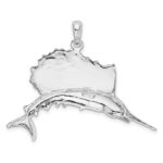 De-Ani Sterling Silver Rhodium-Plated Polished Enameled Sailfish Pendant - Image 4