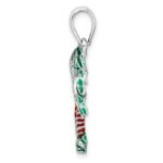 De-Ani Sterling Silver Rhodium-Plated Polished Enameled Palm Trees Pendant - Image 2
