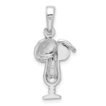 De-Ani Sterling Silver Rhodium-Plated Polished Enameled Tropical Drink Pendant - Image 4