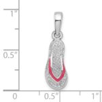 De-Ani Sterling Silver Rhodium-Plated Enameled Pink Flip-flop Pendant - Image 3