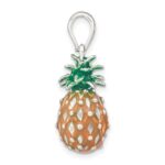 De-Ani Sterling Silver Rhodium-Plated Polished 3D Enameled Pineapple Pendant - Image 2