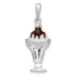 De-Ani Sterling Silver Rhodium-Plated Enameled Chocolate Sundae Pendant - Image 4