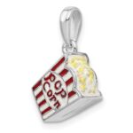 De-Ani Sterling Silver Rhodium-Plated 3D Enameled Bag of Popcorn Pendant - Image 5