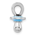 De-Ani Sterling Silver Rhodium-Plated 3D Blue Enameled Pacifier Pendant - Image 2