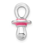 De-Ani Sterling Silver Rhodium-Plated 3D Pink Enameled Pacifier Pendant - Image 2