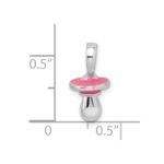 De-Ani Sterling Silver Rhodium-Plated 3D Pink Enameled Pacifier Pendant - Image 3