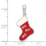 De-Ani Sterling Silver Rhodium-Plated Enameled HO HO HO Stocking Pendant - Image 3