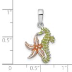 De-Ani Sterling Silver Rhodium-Plated Enameled Starfish and Seahorse Pendant - Image 4