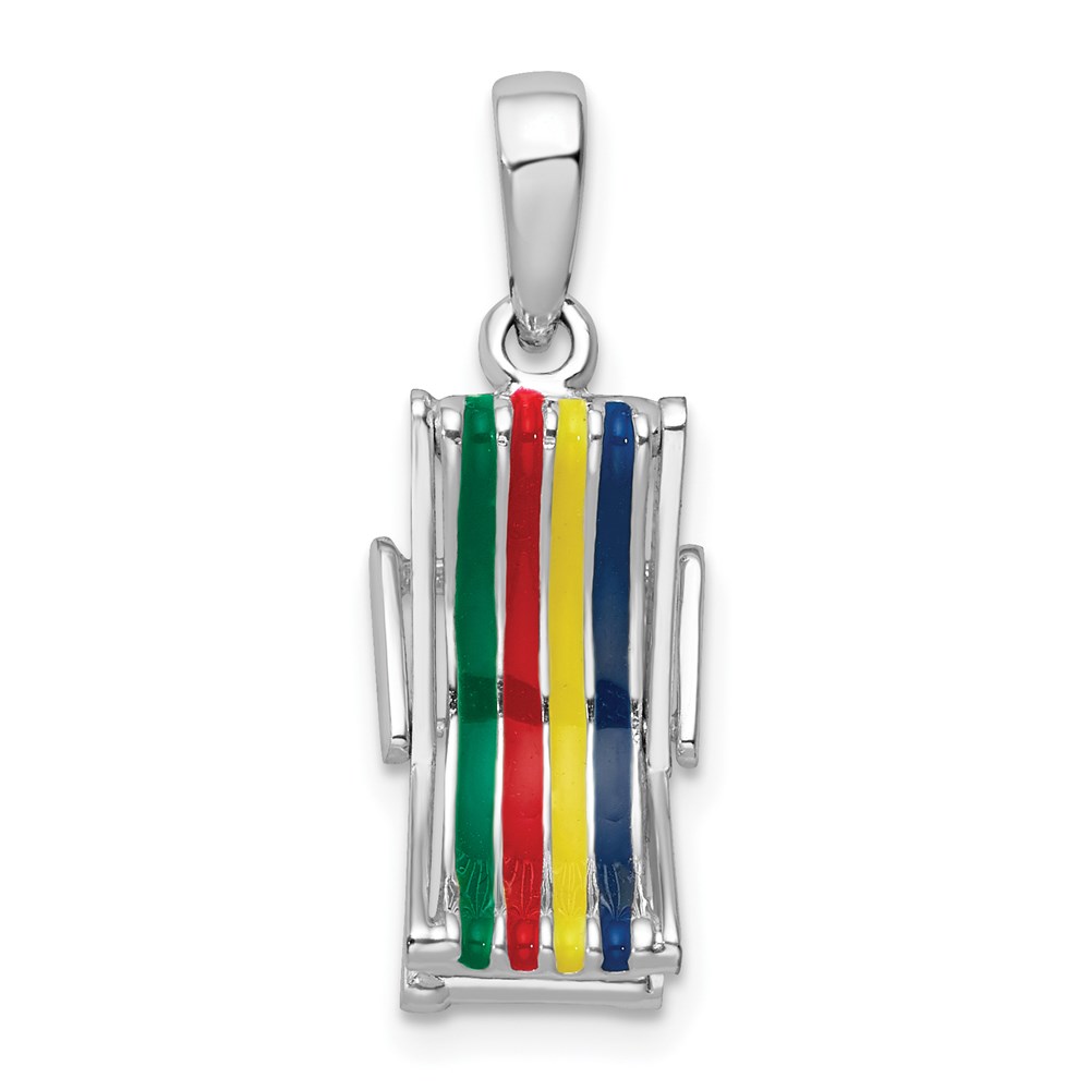 QC10685.jpg De-Ani Sterling Silver Rhodium-Plated 3D Moveable Enameled Beach Chair Pendant - Image 1