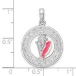 De-Ani Sterling Silver Rhodium-Plated Enameled Turks and Caicos with Shell Pendant - Image 3