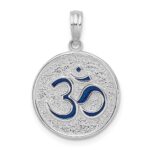 De-Ani Sterling Silver Rhodium-Plated Reversible Enameled Ohm Lotus Pendant