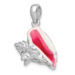 De-Ani Sterling Silver Rhodium-Plated Enameled Medium Conch Shell Pendant - Image 5