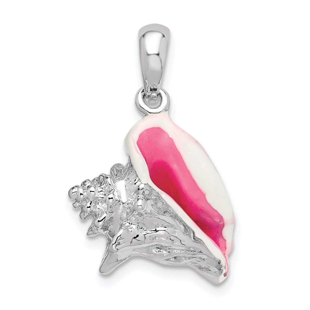 QC10697.jpg De-Ani Sterling Silver Rhodium-Plated Enameled Medium Conch Shell Pendant - Image 1