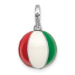 De-Ani Sterling Silver Rhodium-Plated Polished 3D Enameled Beach Ball Pendant - Image 4