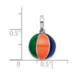 De-Ani Sterling Silver Rhodium-Plated Polished 3D Enameled Beach Ball Pendant - Image 3