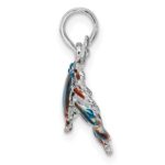 De-Ani Sterling Silver Rhodium-Plated Polished Enameled Blue Stone Crab Pendant - Image 2