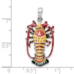 De-Ani Sterling Silver Rhodium-Plated Polished Enameled Florida Lobster Pendant - Image 3