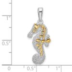 De-Ani Sterling Silver Rhodium-Plated 3D Seahorse with 14k Accent Pendant - Image 3