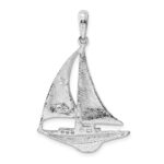 De-Ani Sterling Silver Rhodium-Plated Polished Sailboat with 14k Accent Pendant - Image 4