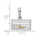 De-Ani Sterling Silver Rhodium-Plated Moveable 3D Trap with 14k Lobster Pendant - Image 3