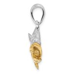 De-Ani Sterling Silver Rhodium-Plated Jumping Bass with 14k Accents Pendant - Image 2