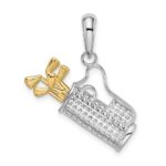 De-Ani Sterling Silver Rhodium-Plated Polished Golf Bag with 14k Clubs Pendant