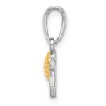 De-Ani Sterling Silver Rhodium-Plated Polished GOLF Tee with 14k Ball Pendant - Image 2