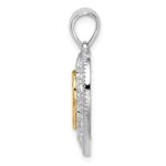 De-Ani Sterling Silver Rhodium-plated Polished Heart with 14k Accent Pendant - Image 2