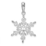 De-Ani Sterling Silver Rhodium-Plated Lacey Snowflake with 14k Center Pendant - Image 4
