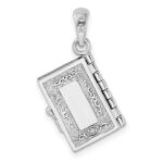 De-Ani Sterling Silver Rhodium-Plated 3D Lords Prayer Holy Bible with 14k Pendant - Image 4
