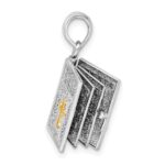 De-Ani Sterling Silver Rhodium-Plated 3D Lords Prayer Holy Bible with 14k Pendant - Image 3