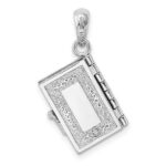 De-Ani Sterling Silver Rhodium-Plated Polished 3D Lords Prayer Holy Bible Pendant - Image 4