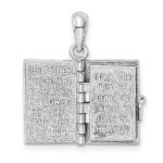 De-Ani Sterling Silver Rhodium-Plated Polished 3D Lords Prayer Holy Bible Pendant - Image 6