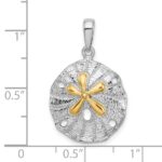 De-Ani Sterling Silver Rhodium-Plated Textured Sand Dollar with 14k Accent Pendant - Image 3