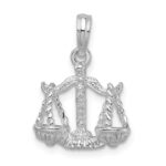 De-Ani Sterling Silver Rhodium-Plated Polished 3D Libra Zodiac Pendant