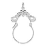 De-Ani Sterling Silver Rhodium-plated Polished Beaded Scroll Design Charm Holder