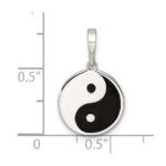 Sterling Silver Rhodium-plated Enameled Yin Yang Pendant - Image 3