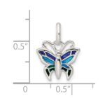 Sterling Silver Polished Enameled Butterfly Pendant - Image 3